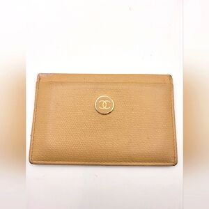 Chanel Coco Button Beige Gold Unisex Card Case